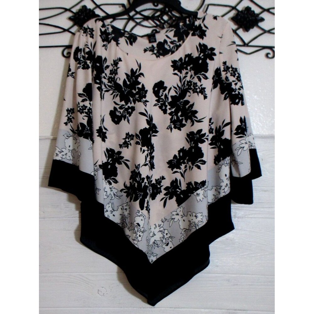 Alfani Women's Top Size XL 3/4 Sleeve Multicolored Floral Round Neck